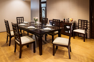 The Windsor Collection is suitable for those seeking an airy, light ambiance in their interior. The combination of slatted & square patterns in the furniture work together in unison to create a smart looking interior.
<br>
<br>Items:
<br> 8-seater Dining Table (210W x 120D x 77H cm)
<br> Chairs & Armchairs
<br> Sideboard/Crockery Cabinet (165W x 50D x 85H cm)


